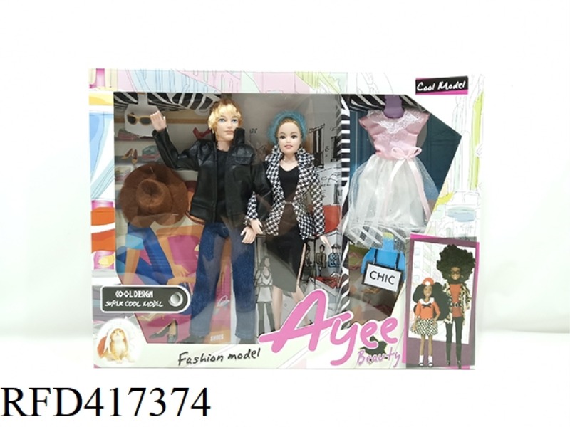 12.5 INCH WHITE SKIN FASHION MALE AND FEMALE BARBIE DOLL