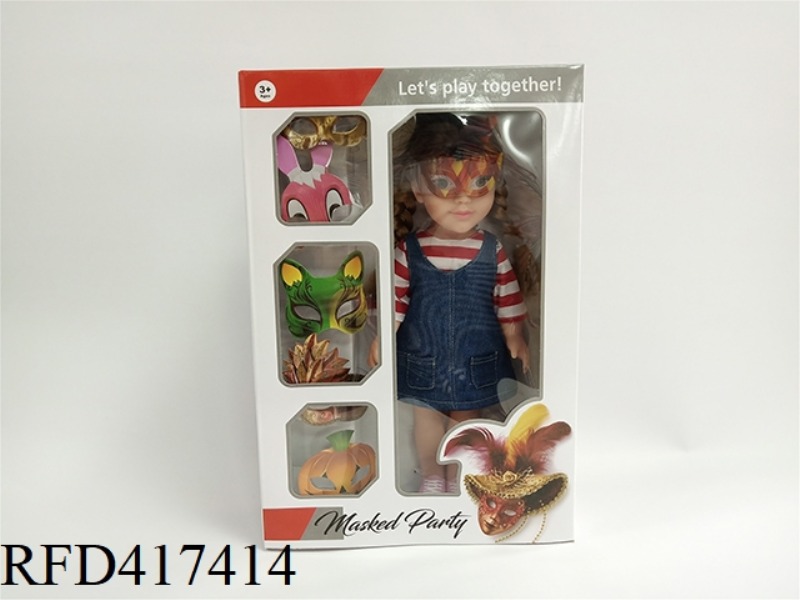 14 INCH FULL ENAMEL DOLL WITH MASK