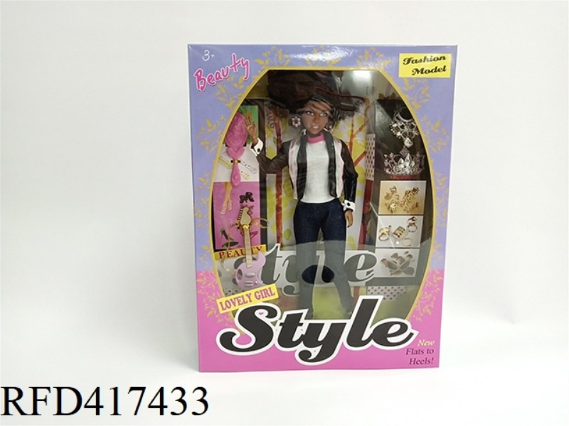 12.5 INCH FASHION BLACK ACCESSORIES BARBIE DOLL