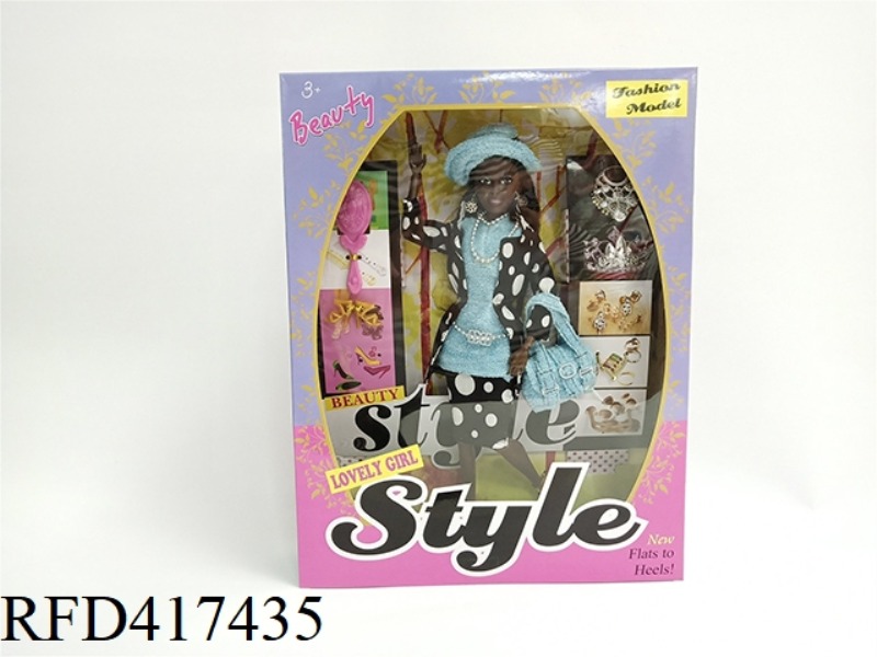 12.5 INCH FASHION BLACK ACCESSORIES BARBIE DOLL