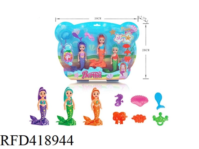 3 ZHUANG 6-INCH STANDING DRESSUP MERMAID WITH SMALL ACCESSORIES