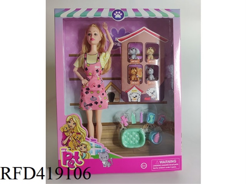 11-INCH BARBIE 9-JOINT SOLID BODY 4 DOGS + BLISTER ACCESSORIES