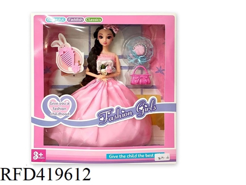 HIGH-END BOXED 11.5-INCH SOLID BODY WITH 12 JOINTS 3D EYEBALL WEDDING DRESS BARBIE WITH ACCESSORIES