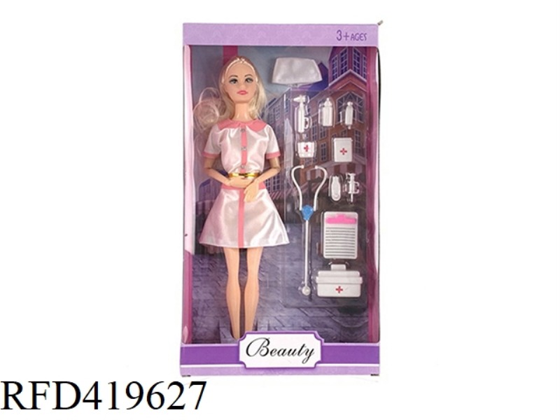 NEW STYLE 11.5-INCH SOLID BODY 11-JOINT FASHION NURSE WITH MEDICAL KIT ACCESSORIES