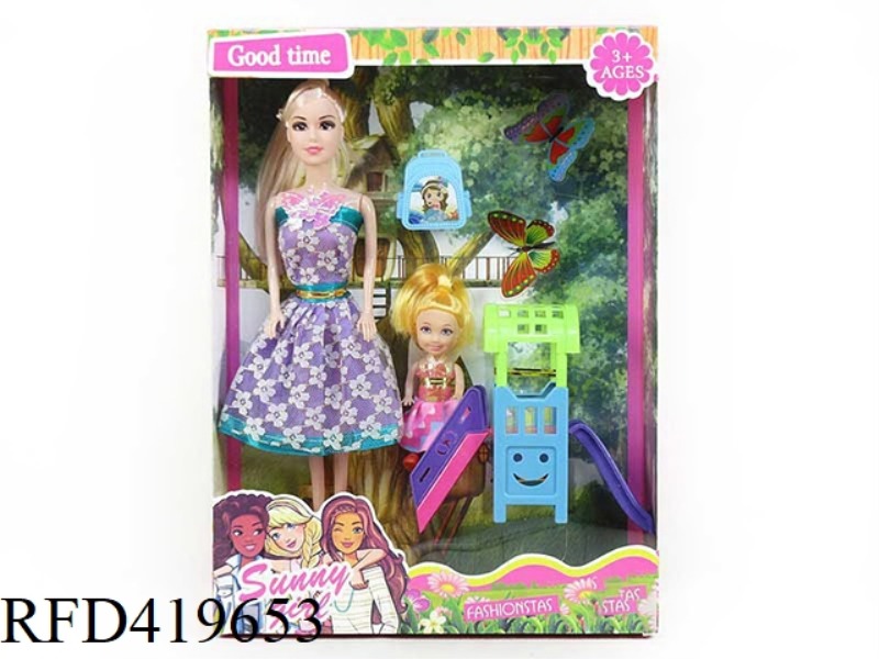 THE NEW 11-INCH SOLID FLOWER SKIRT GIRL, WITH CHILDREN, BAGS, SLIDES