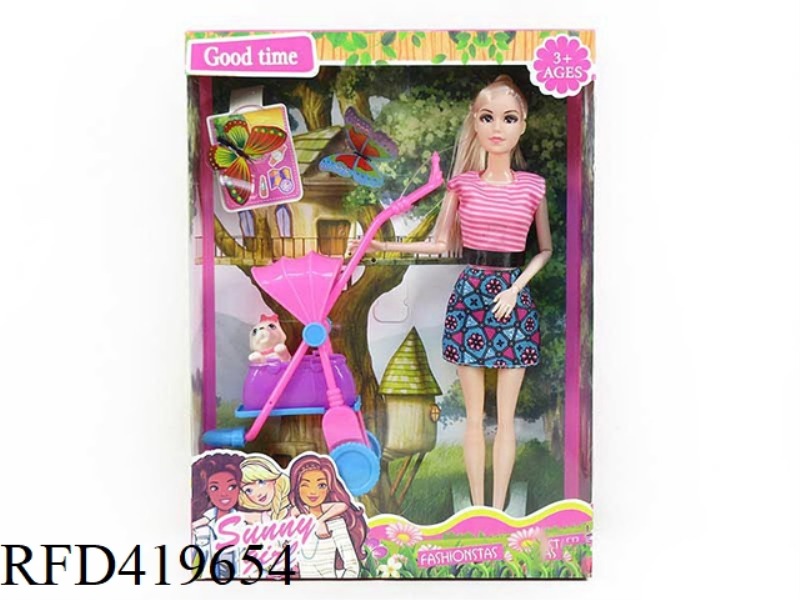 NEW 11-INCH SOLID BODY 9-JOINT SHORT GIRL WITH PUSH CHAIR
