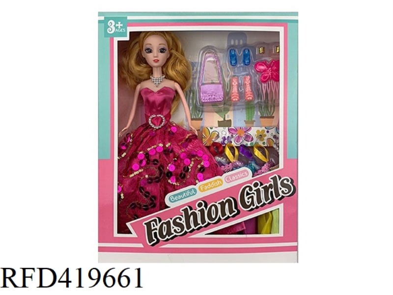 NEW STYLE 11.5-INCH SOLID BODY FASHION BIG DRESS PRINCESS BARBIE BELT BAG SUIT AND CLOTHES
