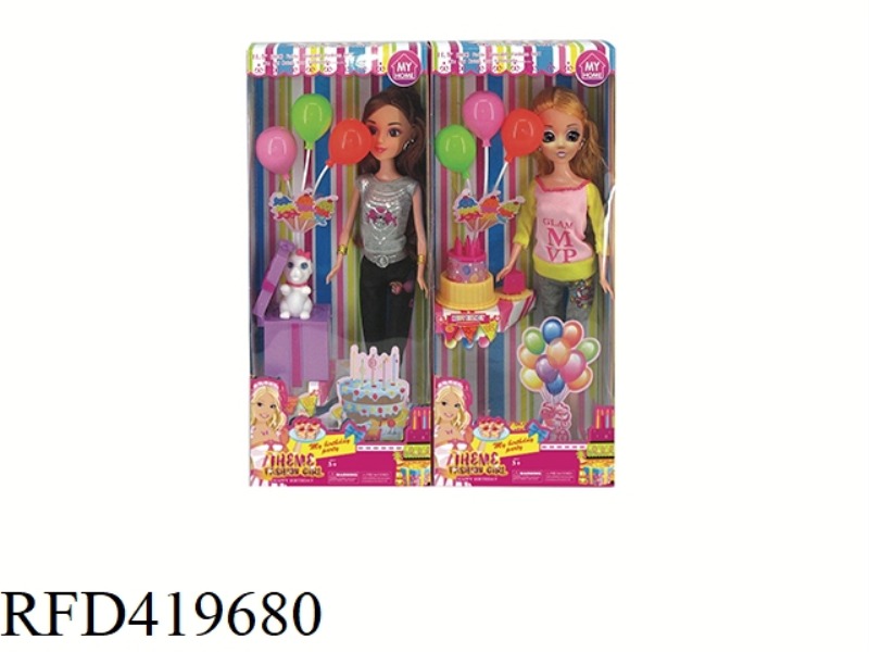 NEW BIRTHDAY THEME 11.5-INCH REAL HAND 3D EYEBALLS AMY FASHION BARBIE WITH EARRINGS, BRACELET, BIRTH