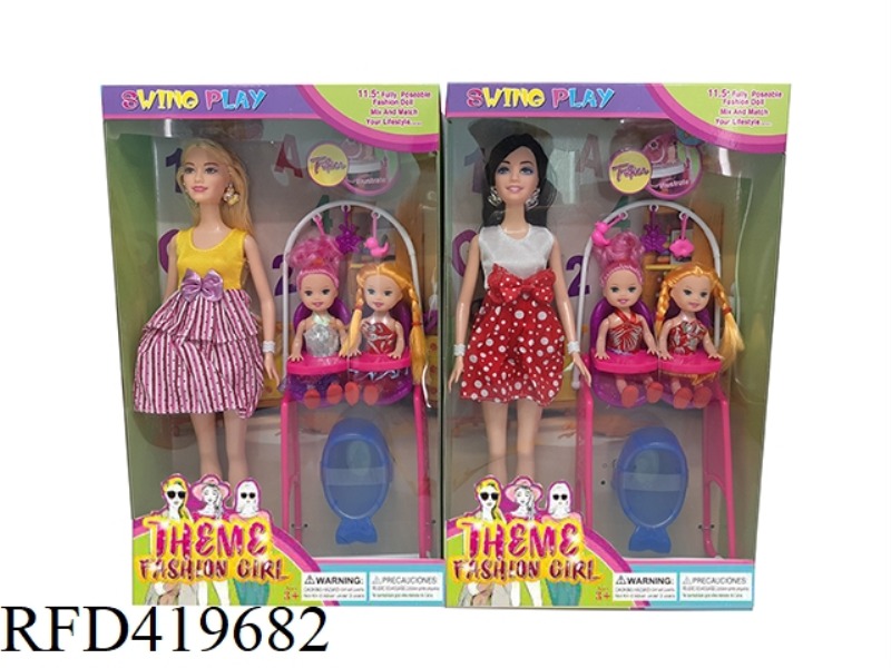 HIGH-END THEME 11.5-INCH REAL BODY AND LONG HAIR FASHION SHORT SKIRT BARBIE WITH EARRINGS, BRACELET,