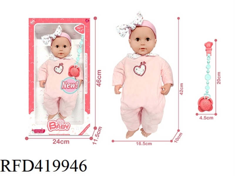 16.5 INCH COTTON BODY DOLL + PACIFIER WITH SOUND