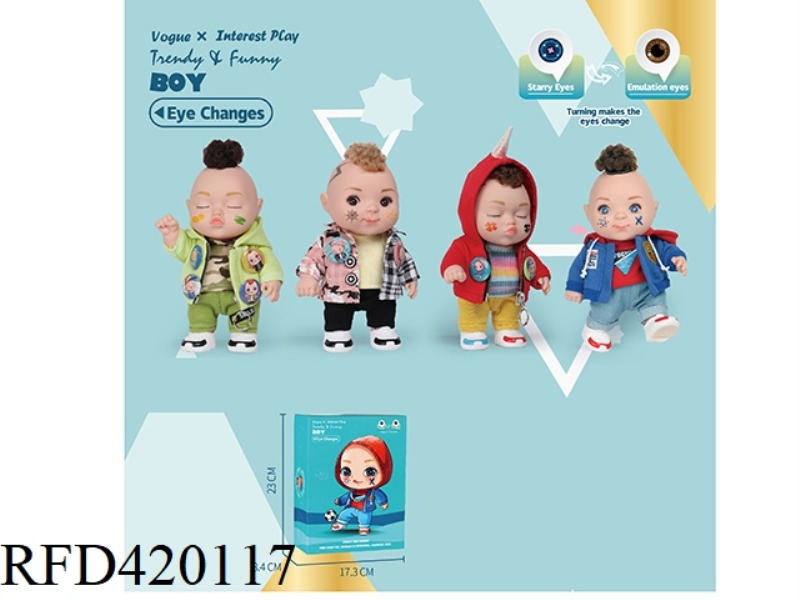 FUNNY BABY TWO-COLOR EYEBALLS 19CM HIGH, 4 STYLES MIXED