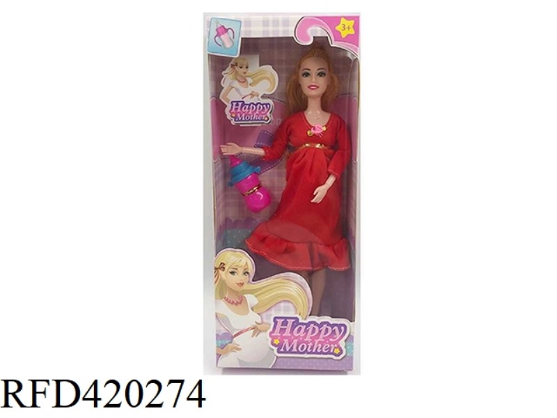11.5-INCH SOLID BODY 12-JOINT MATERNITY FASHION BARBIE WITH BABY BOTTLE