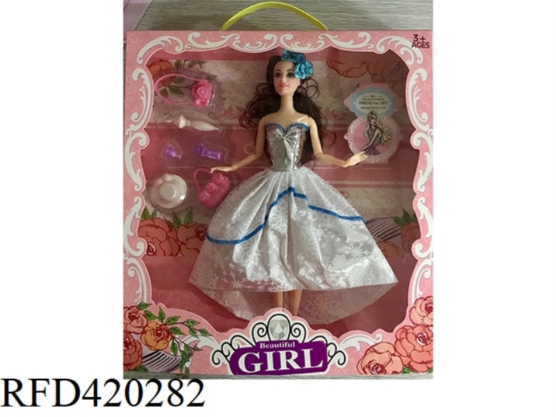 11.5 INCH SOLID BODY 12 JOINT WEDDING DRESS BARBIE WITH BLISTER ACCESSORIES