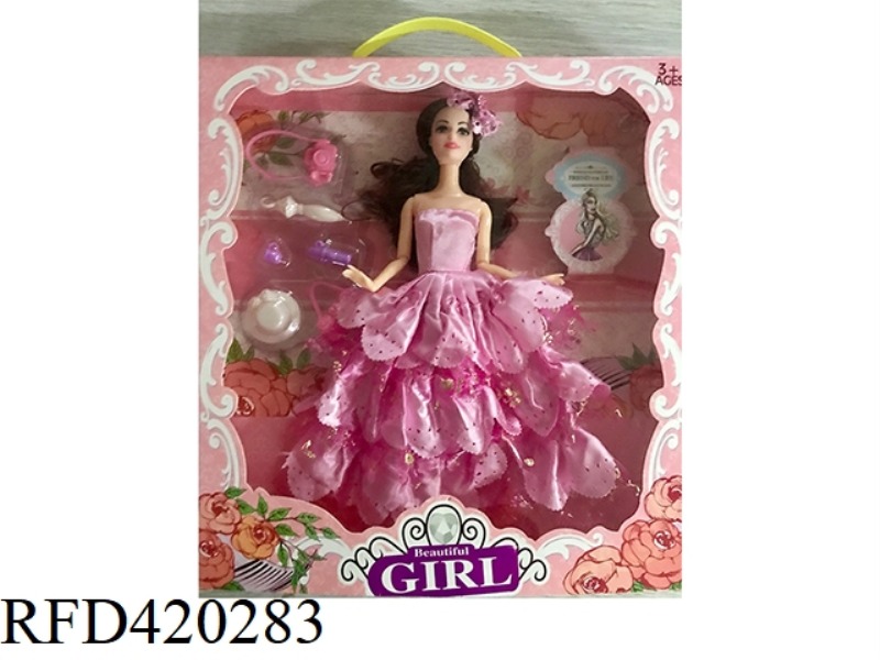 11.5 INCH SOLID BODY 12 JOINT WEDDING DRESS BARBIE WITH BLISTER ACCESSORIES