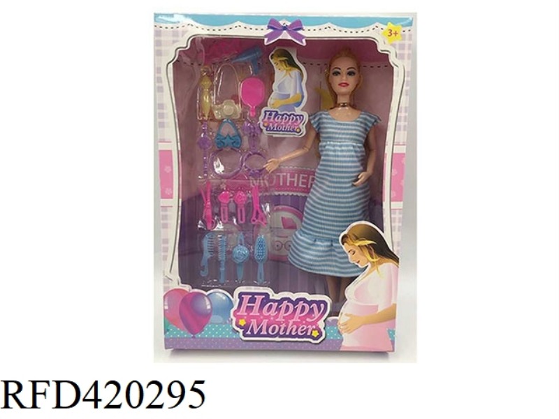 11.5 INCH SOLID BODY BARBIE 9 JOINT PREGNANT WOMEN BARBIE WITH BLISTER ACCESSORIES ACCESSORIES