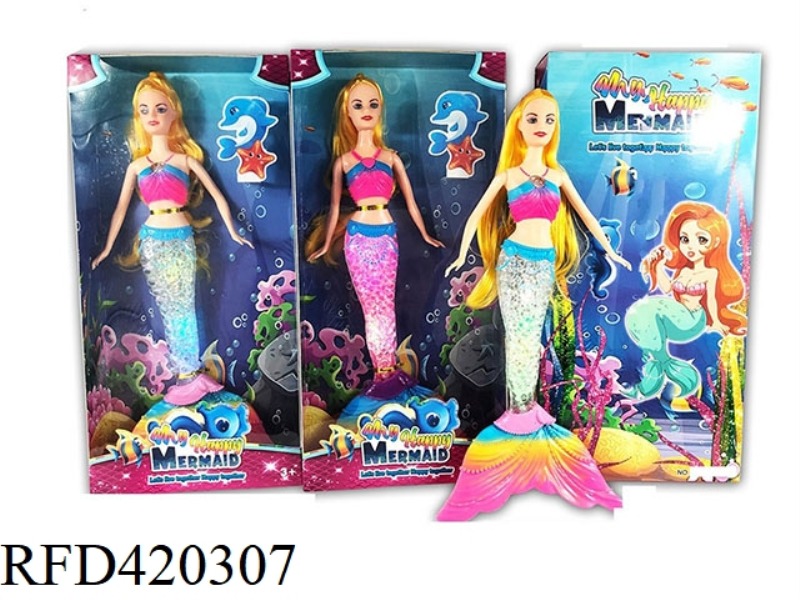 11.5 INCH LIVE HAND MERMAID WITH LIGHT AND MUSIC 2 ASSORTED