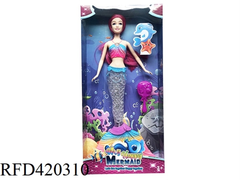 14 INCH SOLID MERMAID WITH LIGHT AND MUSIC THEME COMB