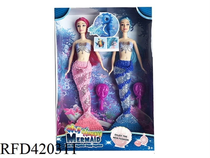14 INCH SOLID MERMAID WITH LIGHT AND MUSIC THEME COMB