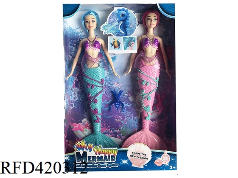 14 INCH REAL MERMAID WITH LIGHT AND MUSIC THEME