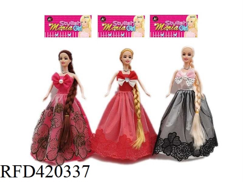 11.5 INCH LIVE HAND SOLID BODY FASHION WEDDING DRESS BARBIE 1 BAG 1 PIECE OF 3 ASSORTED