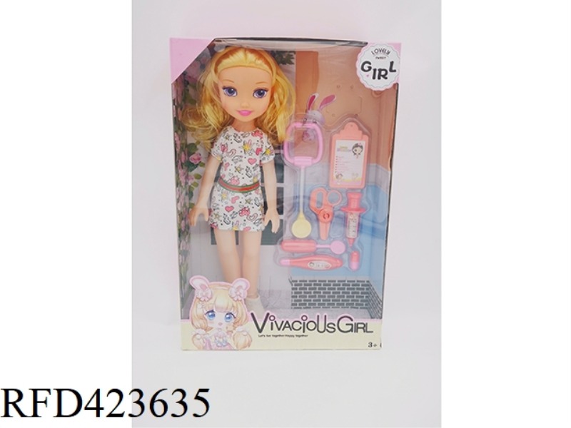14 INCH EMPTY BODY WITH MUSIC FASHION GIRL WITH STETHOSCOPE BLISTER