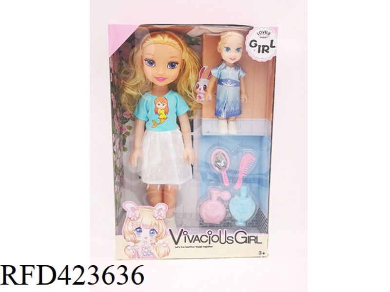 14 INCH EMPTY BODY WITH MUSIC FASHION GIRL WITH 6 INCH EMPTY BODY GIRL + COMB MIRROR BLISTER