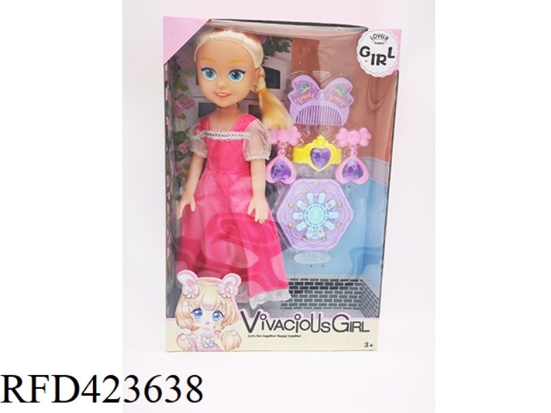 14 INCH EMPTY BODY WITH MUSIC FASHION GIRL WITH COMB EARRINGS BLISTER