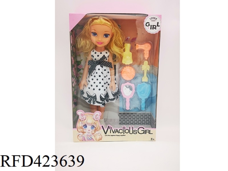 14 INCH EMPTY BODY WITH MUSIC FASHION GIRL WITH HAIR DRYER MIRROR BLISTER