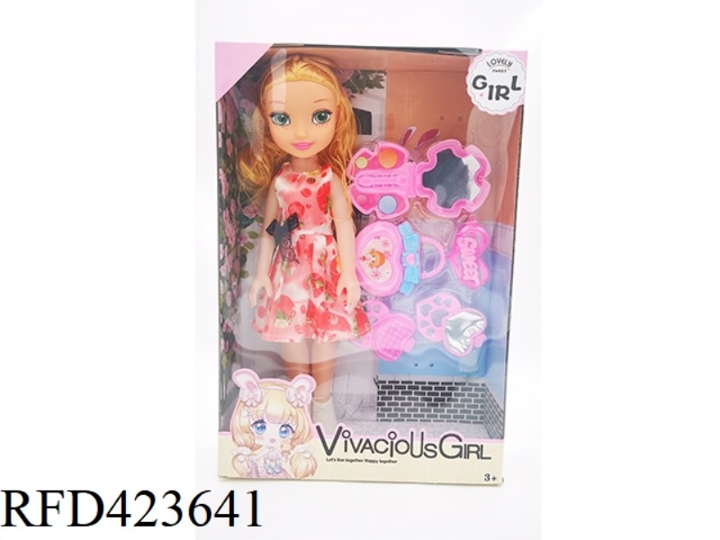 14 INCH EMPTY BODY WITH MUSIC FASHION GIRL WITH COSMETIC BOX BAG BLISTER