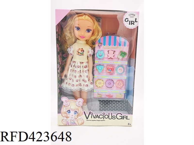 14 INCH EMPTY BODY WITH MUSIC FASHION GIRL WITH DESSERT BLISTER