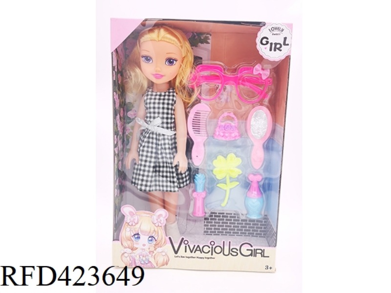 14 INCH EMPTY BODY WITH MUSIC FASHION GIRL WITH GLASSES AND BLISTER