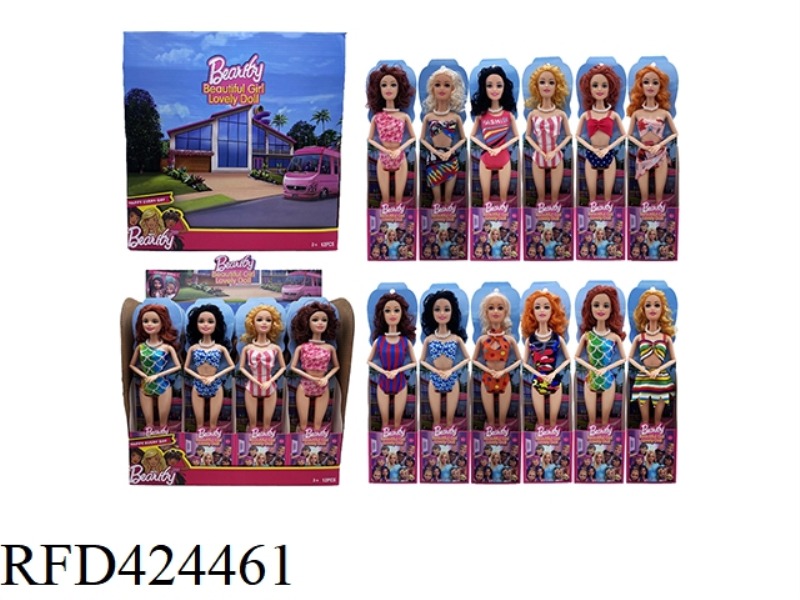 12 ASSORTED 11.5-INCH SOLID-BODY 11-JOINT SWIMWEAR BARBIE DOLLS 12PCS