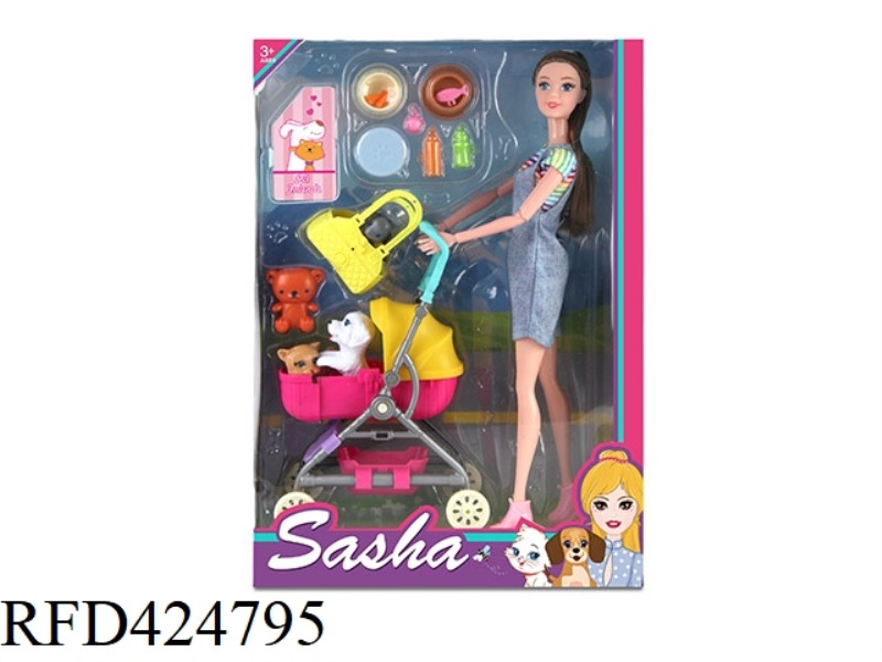 11.5-INCH DOLL WITH PET STROLLER, CATS AND DOGS, DOLLS, PET ACCESSORIES, BACKPACKS