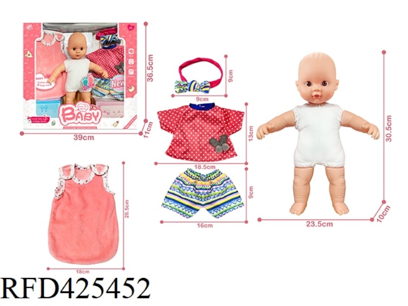 12 INCH COTTON BODY PLASTIC DOLL + SLEEPING BAG