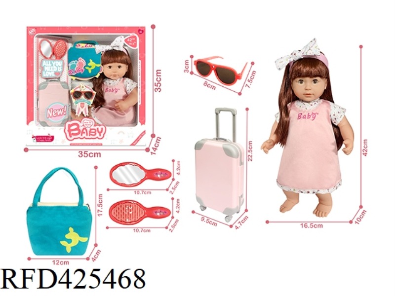 16.5 INCH COTTON FIGURINE + HANDBAG + SUITCASE + ACCESSORIES