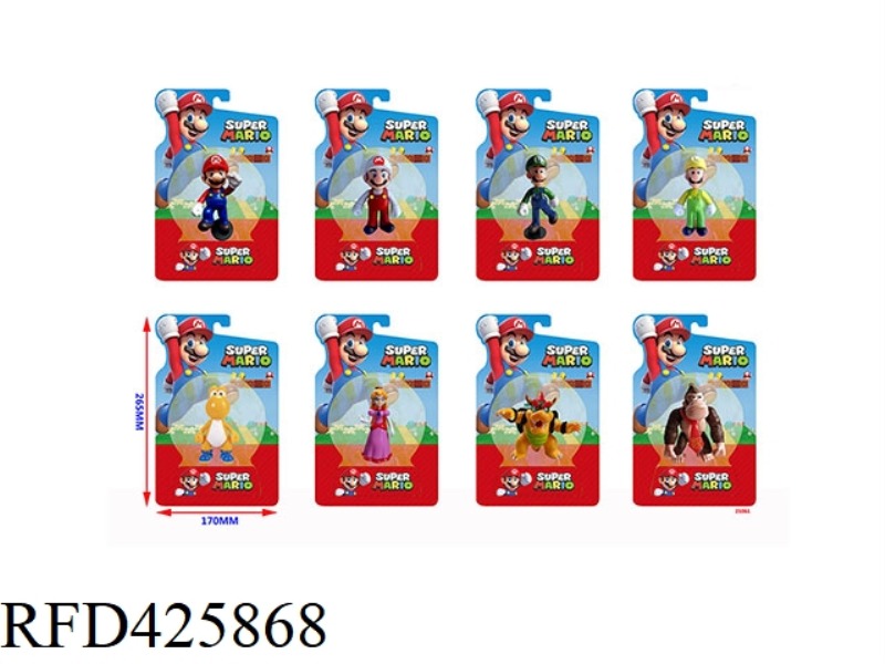 4.5-INCH SUPER MARIO SINGLE DOLL + SINGLE BASE SINGLE CARD (8 STYLES) WITH COLORFUL LIGHTS NOTE: 1#4