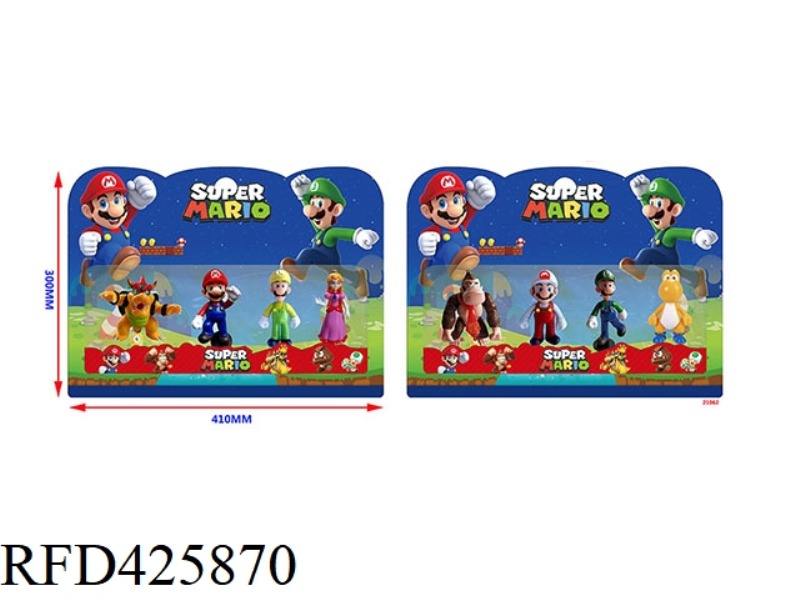 4.5-INCH SUPER MARIO 4 DOLLS + 1 BASE 4 CARDS (2 STYLES) WITH COLORFUL LIGHTS NOTE: 1#4# WITH COLORF