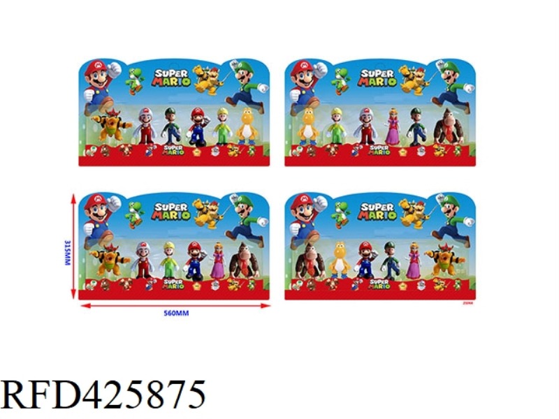 4.5 INCH SUPER MARIO 6 DOLLS + 1 BASE 6 IN BULK (4 STYLES) WITH COLORFUL LIGHTS NOTE: 1#4# WITH COLO