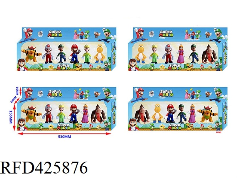 4.5-INCH SUPER MARIO 6 DOLLS + 1 BASE 6 BOXES (4 STYLES) WITH COLORFUL LIGHTS NOTE: 1#4# WITH COLORF