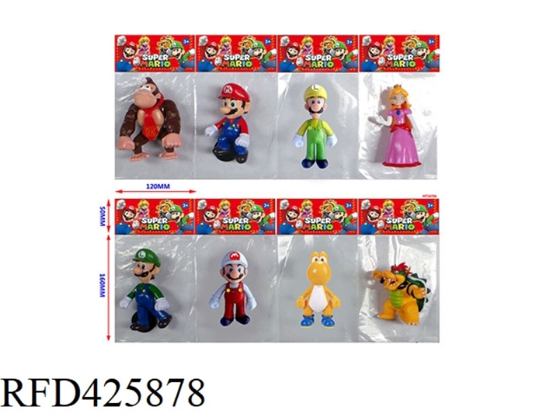 4.5-INCH SUPER MARIO SINGLE DOLL + BASE SINGLE FOLDABLE CARD (8 STYLES) WITH COLORFUL LIGHTS NOTE: 1
