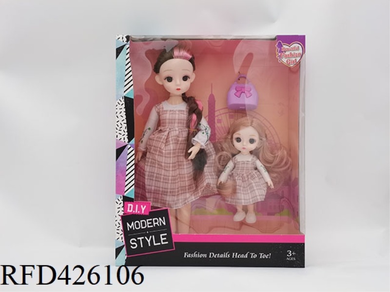 12 INCH ARTICULATED BODY 3D EYE PUPIL LONG BRAIDED LORI DOLL + 6 INCH ARTICULATED BODY 3D EYE PUPIL