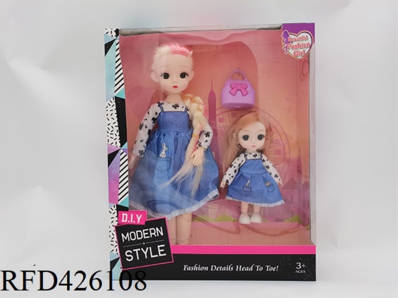 12-INCH ARTICULATED BODY 3D EYE PUPILS LONG BRAIDED LOLI DOLL + 6-INCH ARTICULATED BODY 3D EYE PUPIL