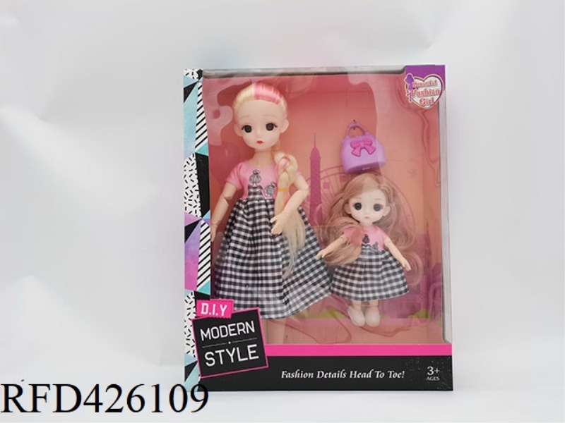 12 INCH ARTICULATED BODY 3D EYE PUPIL LONG BRAIDED LORI DOLL + 6 INCH ARTICULATED BODY 3D EYE PUPIL