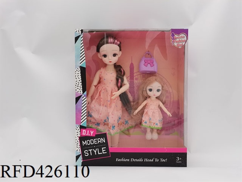 12 INCH ARTICULATED BODY 3D EYE PUPIL LONG BRAIDED LORI DOLL + 6 INCH ARTICULATED BODY 3D EYE PUPIL
