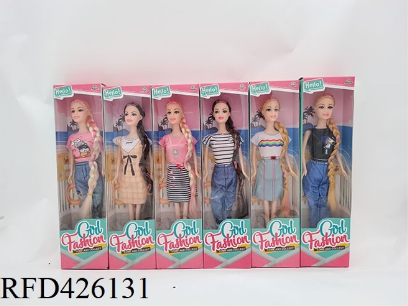11.5 INCH ARTICULATED BODY FASHION LONG BRAIDED BARBIE PANTS DRESS MIX (6 COLORS MIX)