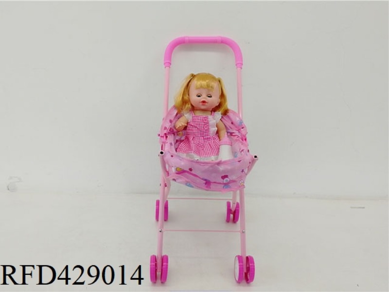 IRON TROLLEY WITH PEEING DOLL + FEEDING BOTTLE