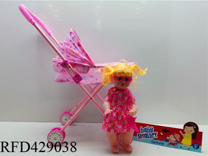 IRON TROLLEY WITH DOLL WITH IC