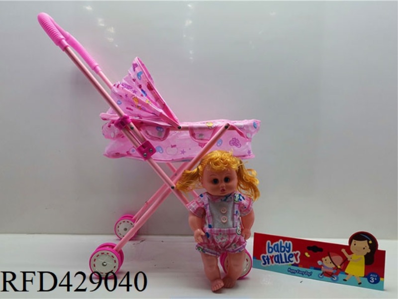 IRON TROLLEY WITH DOLL WITH IC