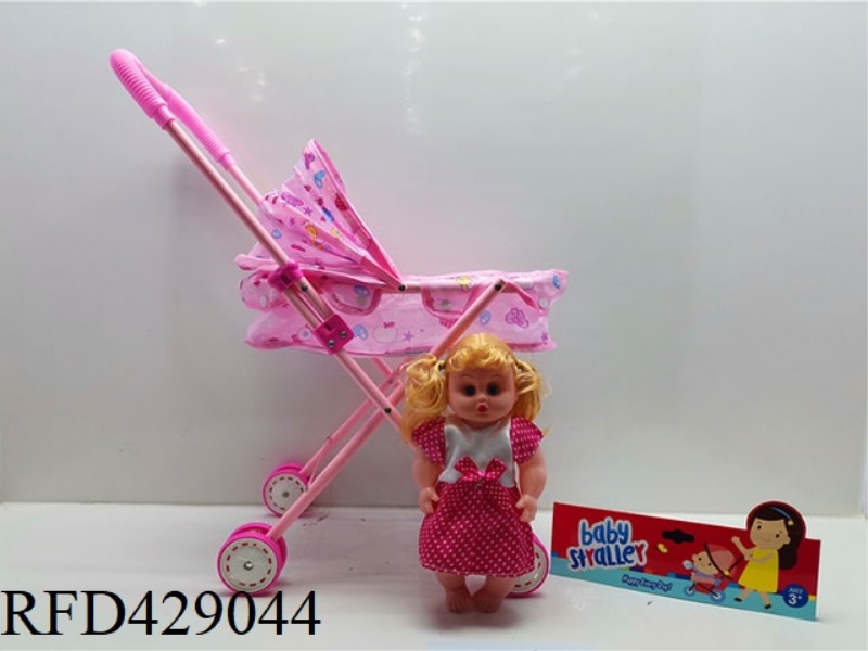 IRON TROLLEY WITH DOLL WITH IC
