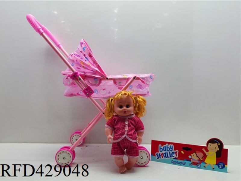 IRON TROLLEY WITH DOLL WITH IC